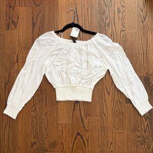Women’s White On Off-Shoulder Smocked Waist Top small